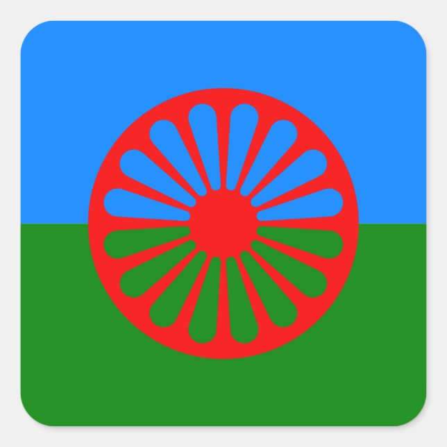 Sticker Carré Drapeau tzigane romani officiel (Devant)