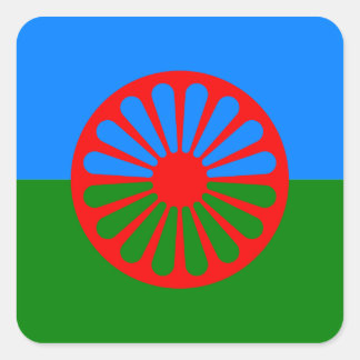 Sticker Carré Drapeau tzigane romani officiel