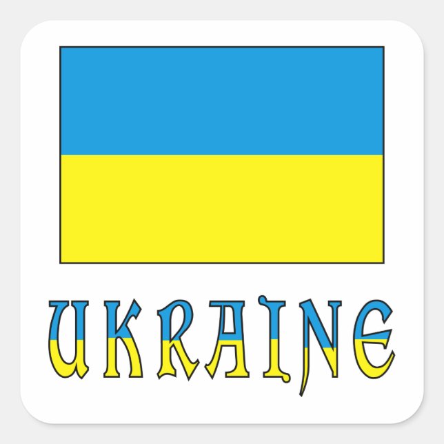 Sticker Carré Drapeau ukrainien (Devant)