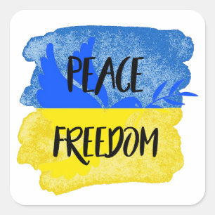 Sticker Carré Drapeau ukrainien libre-service de la paix UKRAINE