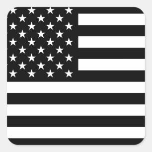 Sticker Carré Drapeau USA - Crayon noir et blanc