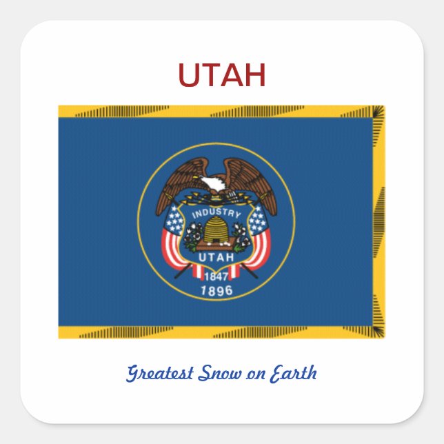 Sticker Carré Drapeau Utah et Slogan (Devant)