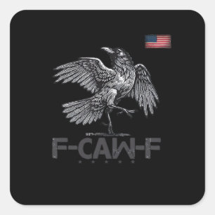 Sticker Carré Drapeau vintage F-Caw-F Vache Oiseau Drôle USA Hum