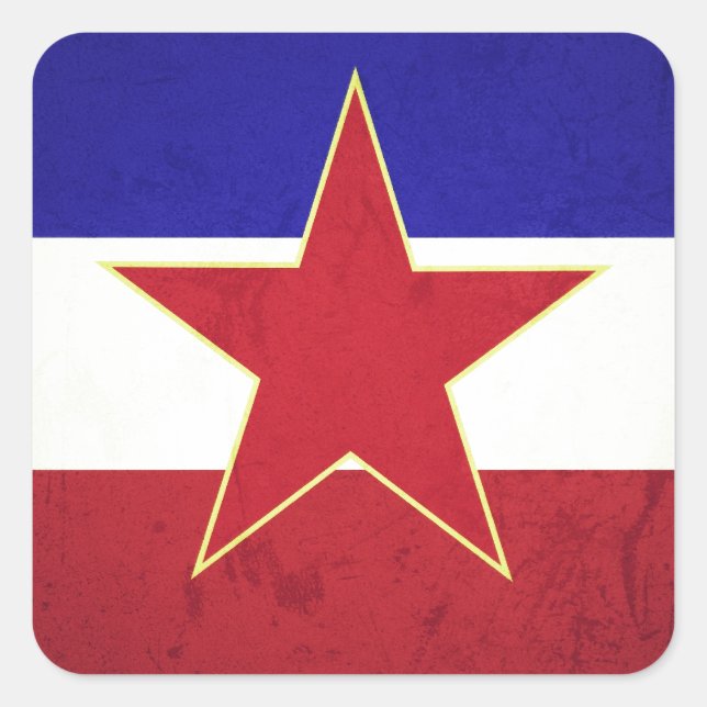 Sticker Carré Drapeau Yougoslavie (Devant)