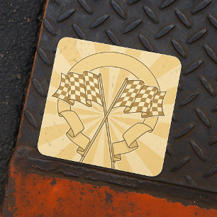 Sticker Carré Drapeaux à damier de course automobile Ligne d'arr