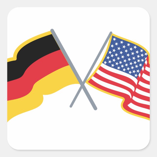 Sticker Carré Drapeaux américains allemands (Devant)