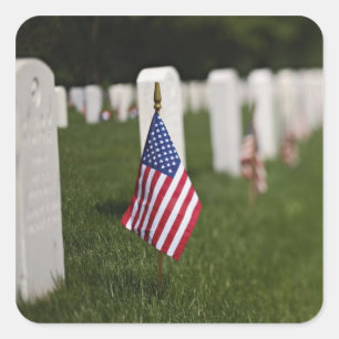 Sticker Carré Drapeaux américains sur les tombes de vétérans amé