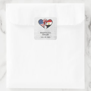 Sticker Carré Drapeaux de mariage de coeur égypto-américain
