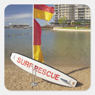 Sticker Carré Drapeaux et carte de secourt de surf