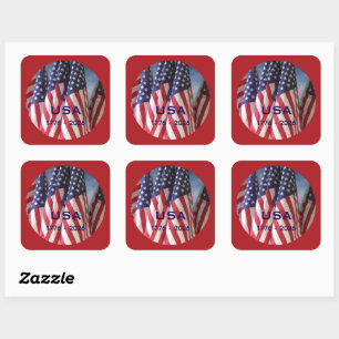 Sticker Carré Drapeaux patriotiques américains premium pour le 2