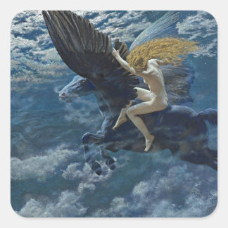 Sticker Carré “Dream Idyll - A Valkyrie” by Edward Robert Hughes