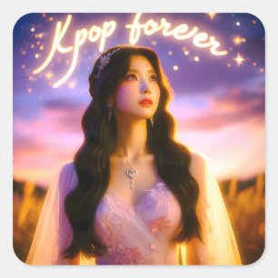 Sticker Carré Dreams and Stars : Célébrer K-Pop pour toujours