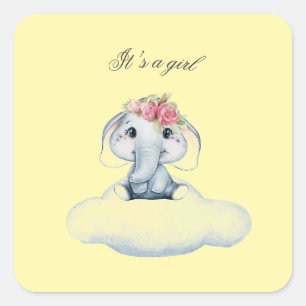 Sticker Carré Dreamy Days avec Rosie l'éléphant.