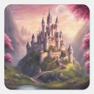 Sticker Carré Dreamy Imaginaire Castle Artwork