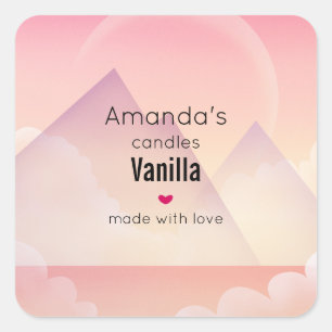 Sticker Carré Dreamy Pastel Mountain Paysage bougie Business