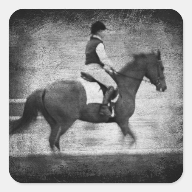 Sticker Carré Dressage en Grunge noir et blanc (Devant)