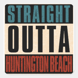 Sticker Carré Droit devant Huntington Beach Californie CA