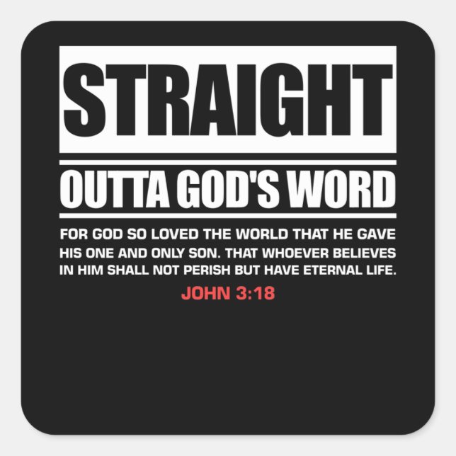 Sticker Carré Droit devant les dieux Parole Jean 3 16 Jésus chré (Devant)