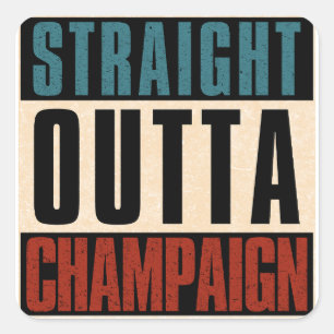 Sticker Carré Droite devant Champaign Illinois IL