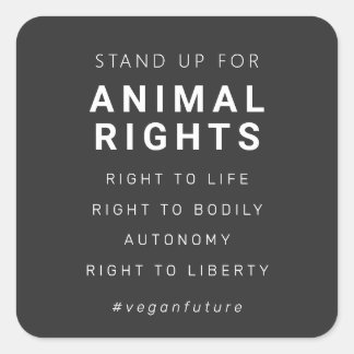 Sticker Carré Droits des animaux végétaliens Typographie minimal