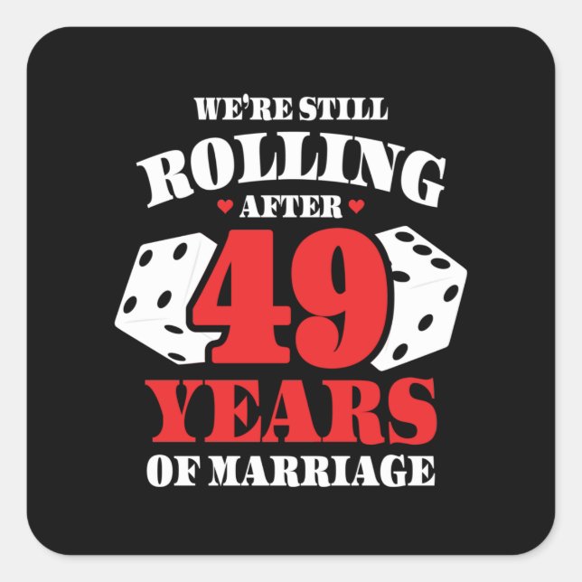 Sticker Carré Drôle 49e Anniversaire de mariage de couples marié (Devant)