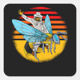 Sticker Carré Drôle apiculteur sur apiculteur d'abeilles
