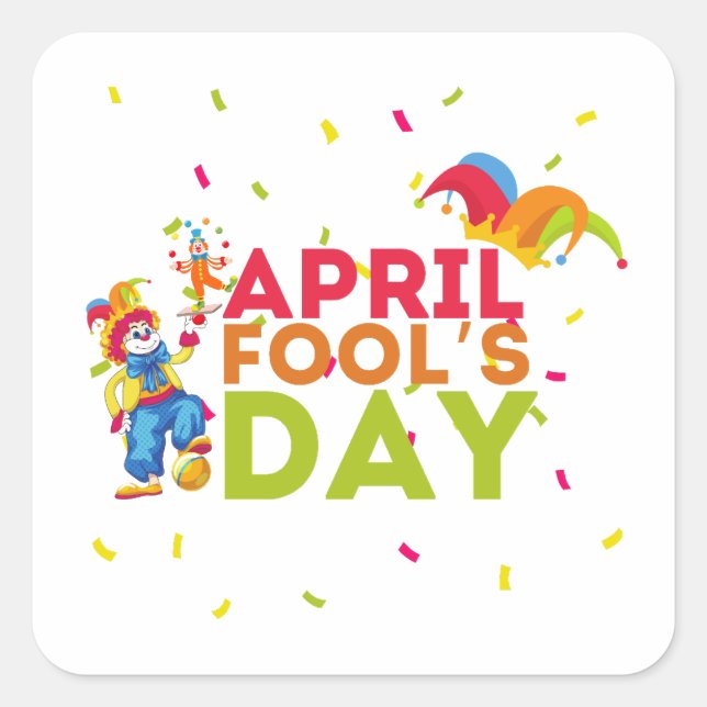 Sticker Carré Drôle April Fool's Day Prank (Devant)