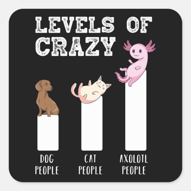 Sticker Carré Drôle Axolotl Niveaux de fou Animaux Lover Cadeau (Devant)