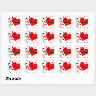 Sticker Carré Drôle Bee My Valentine Design
