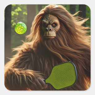 Sticker Carré Drôle Bigfoot jouer Pickleball