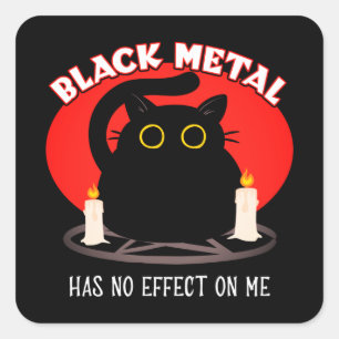 Sticker Carré Drôle Black Metal Satanic Cat Cote