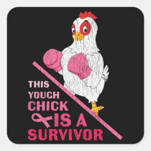 Sticker Carré Drôle Cancer du sein guerrière Survivor Fille Femm