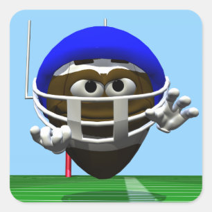 Sticker Carré Drôle Cartoon Football dans un casque