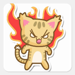 Sticker Carré Drôle chat clipart Cute chat clipart kitten