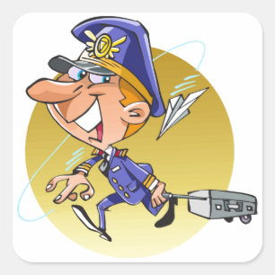 Sticker Carré Drôle compagnie PILOT dessin animé personnalisé