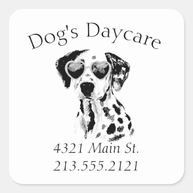 Sticker Carré Drôle Dalmatien Chien d'affaires (Devant)