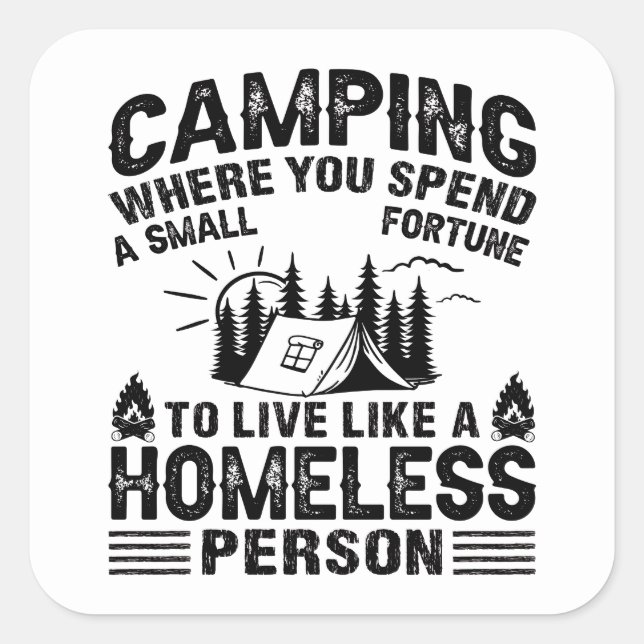 Sticker Carré Drôle de dire de camping (Devant)