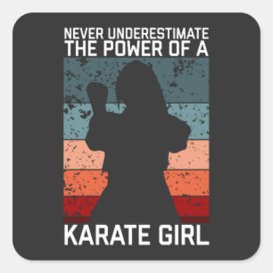 Sticker Carré drôle de fille karaté vintage citent des paroles.