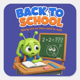 Sticker Carré Drôle de lutte de maths d'alien pour la rentrée sc