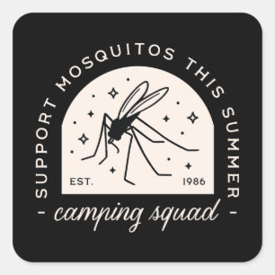 Sticker Carré Drôle de moustique de camping d'été