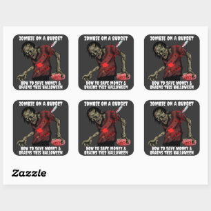 Sticker Carré Drôle de Zombie Halloween à petit budget