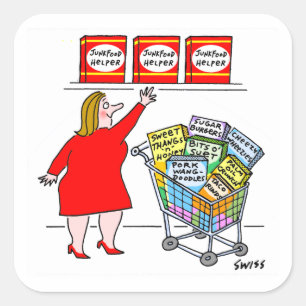 Sticker Carré Drôle Dieting Cartoon Kitchen