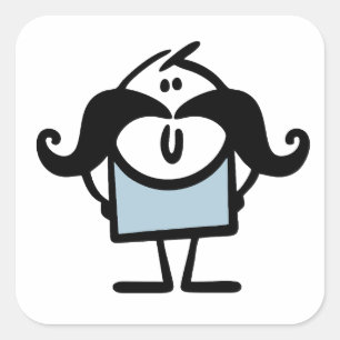 Sticker Carré Drôle homme bâton avec moustaches
