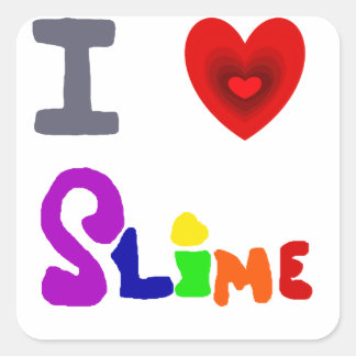 Sticker Carré Drôle J'Aime L'Art Slime