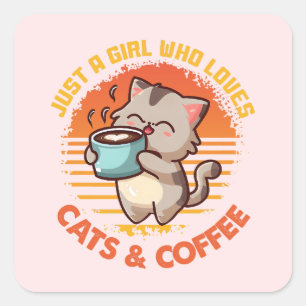Sticker Carré Drôle Kitty sagesse
