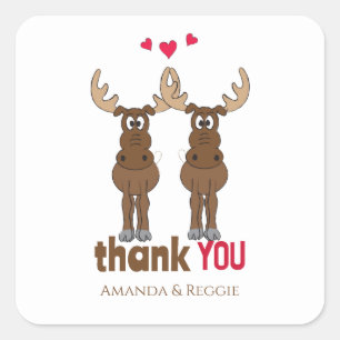 Sticker Carré Drôle Mariage mignon Humour Merci amusant Moose