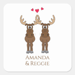 Sticker Carré Drôle Mariage mignon Humour orignal