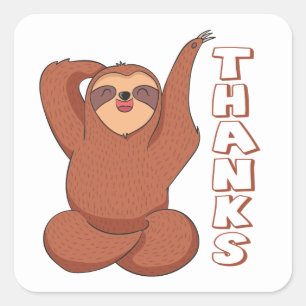 Sticker Carré Drôle Merci de dessin animé Sloth