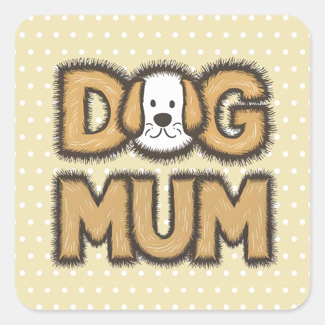 Sticker Carré Drôle mignon caricature chien mère mère jour (Devant)
