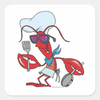 Sticker Carré drôle mignon cuisinier de homard